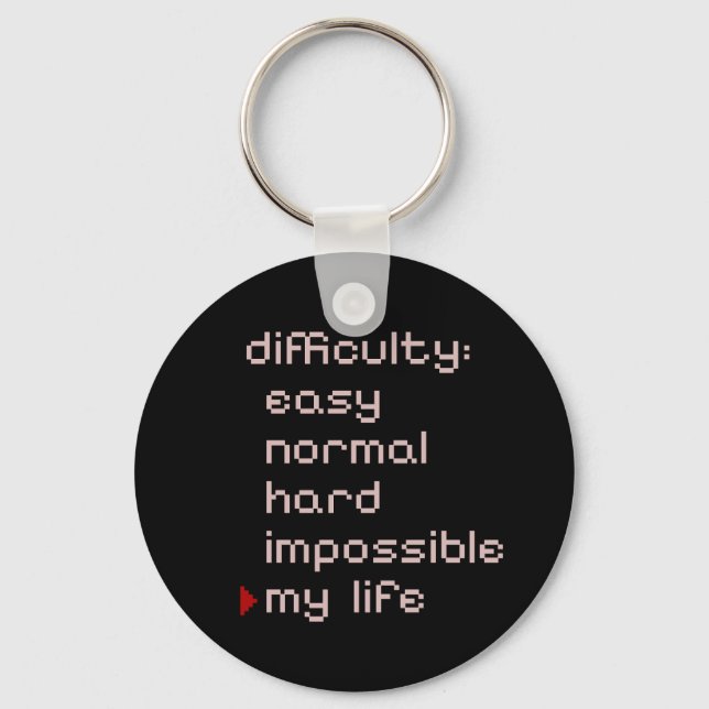 Pixel Gamer Humor Silhouette Keychain (Front)