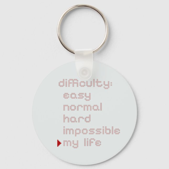 Pixel Gamer Humor Silhouette Keychain (Front)