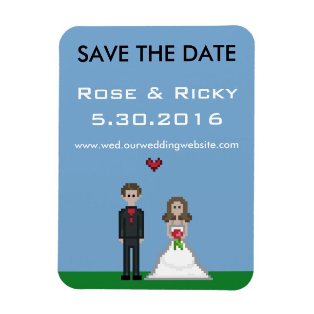 Pixel Gamer Save the Date Wedding Magnet (Vertical)