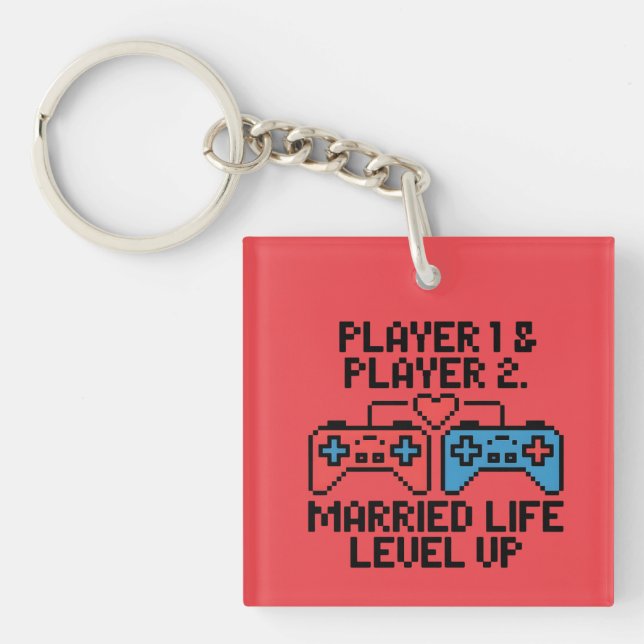 Pixel Gamer Wedding Art Keychain (Front)