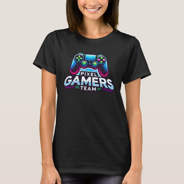 Pixel Gamers Team – Play Bold, Game Strong T-Shirt (Front)