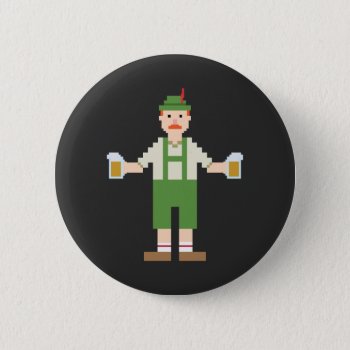 Pixel German With Beer Pinback Button by LVMENES at Zazzle