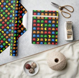 Pixel Ghost Arcade Gamer Birthday Design Wrapping Paper