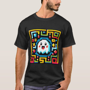 Pixel Ghost Maze - Retro Arcade-Inspired Gaming T-Shirt