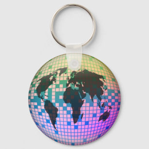 Pixel Globe Keychain