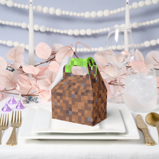 Pixel grass gamer birthday  favor boxes (Wedding)