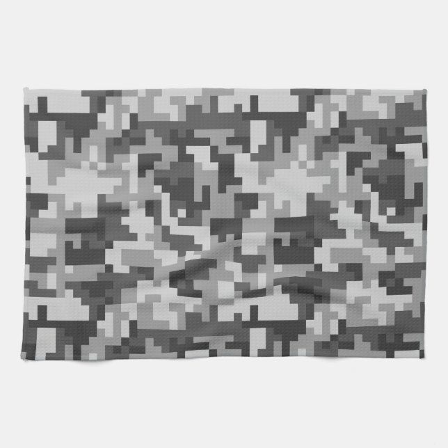 Pixel Gray and Black Army pattern Towel (Horizontal)