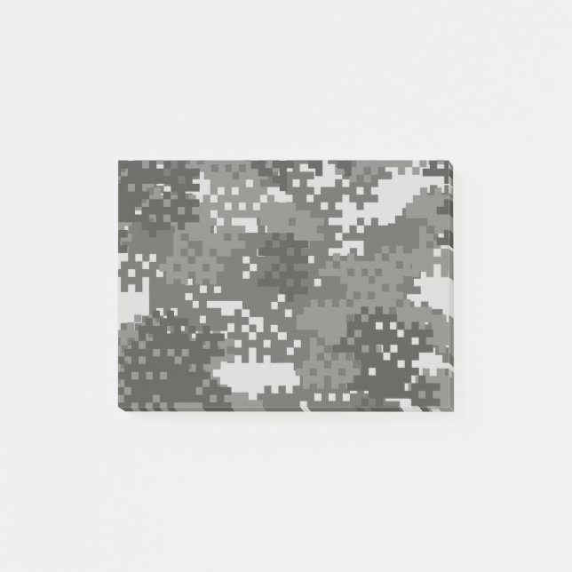 Pixel Gray & White Urban Camouflage Post-it Notes (Front)