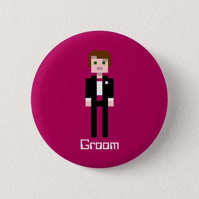 Pixel Groom - Maroon - Custom Pinback Button (Front)