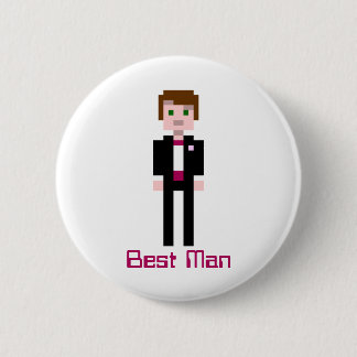 Pixel Groomsman - Maroon - Custom Button