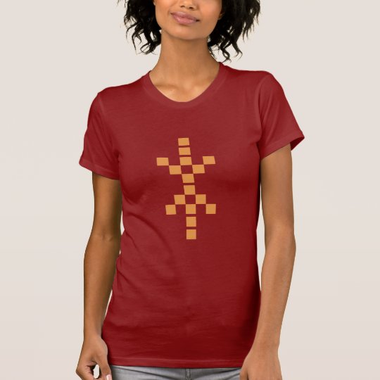 Pixel Hand of Eris (orange) ladies red t-shirt