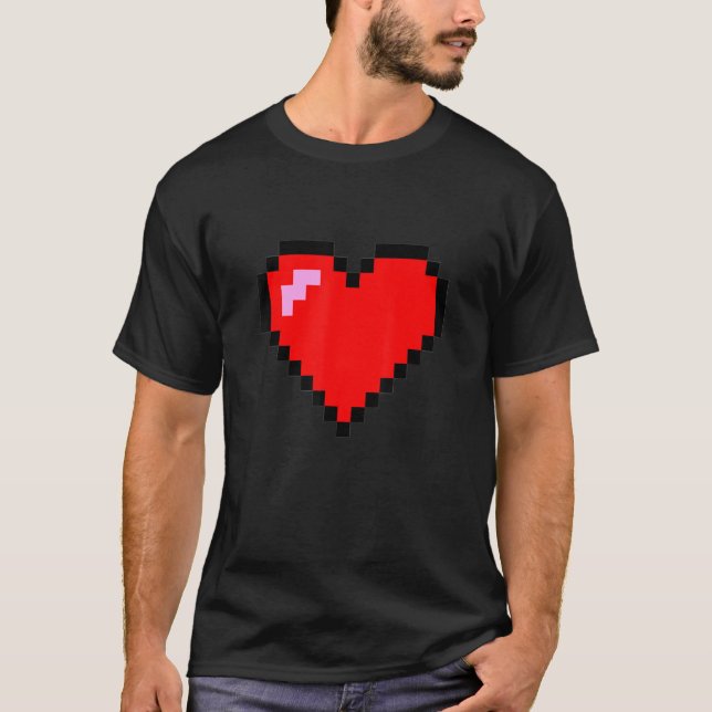 Pixel Heart 8 Bit Graphic Design T-Shirt