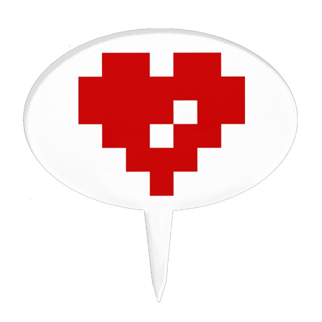 Pixel Heart  8 Bit Love Cake Topper (Front)