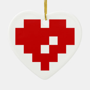 Pixel Heart 8 Bit Love Ceramic Ornament