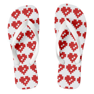 Pixel Heart 8 Bit Love Flip Flops