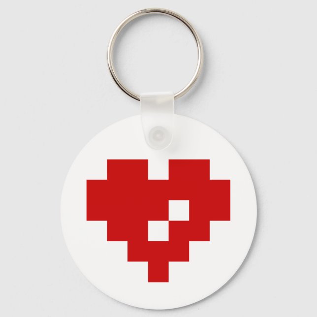 Pixel Heart 8 Bit Love Keychain (Front)