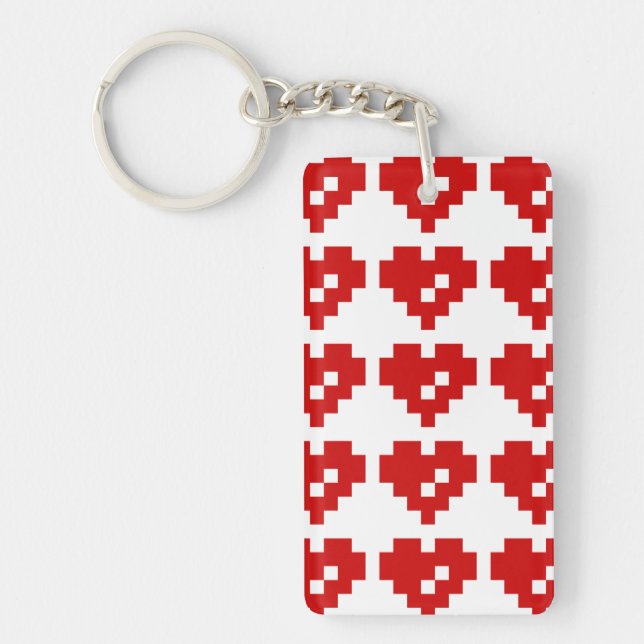 Pixel Heart 8 Bit Love Keychain (Front)