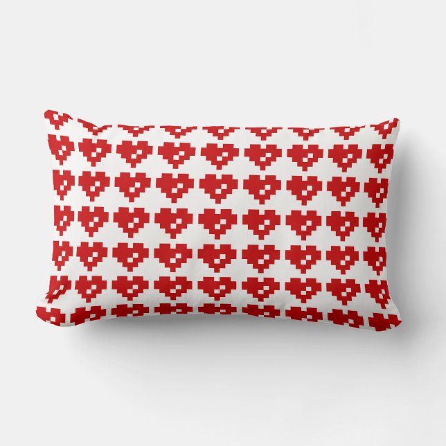 Pixel Heart 8 Bit Love Lumbar Pillow (Front)