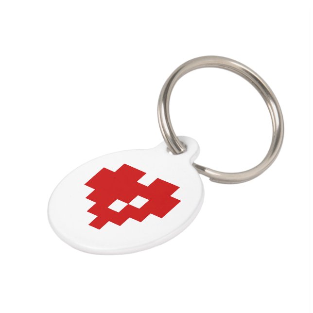 Pixel Heart 8 Bit Love Pet ID Tag (Side)