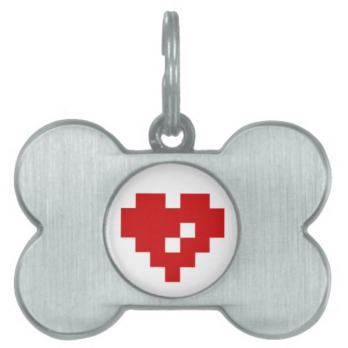 Pixel Heart 8 Bit Love Pet Tag