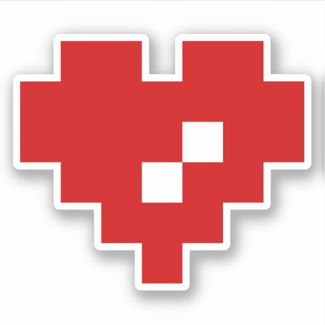 Pixel Heart 8 Bit Love Sticker (Front)