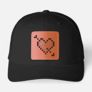 Pixel Heart Arrow Leather Patch Trucker Hat