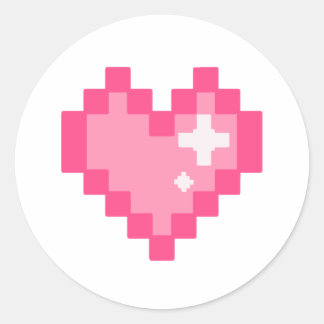 Pixel heart classic round sticker