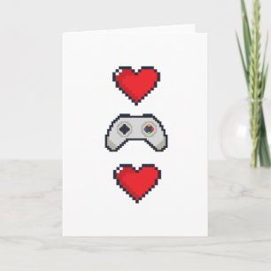 Pixel Heart & Controller - Valentine's Day Card