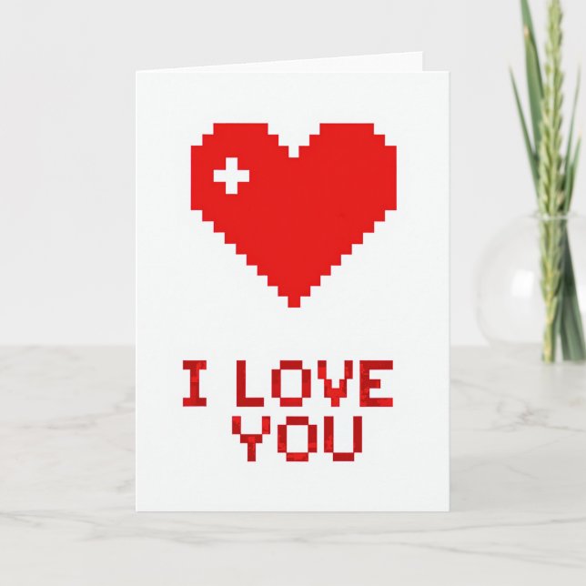 Pixel Heart I Love You Card (Front)