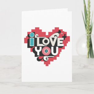 Pixel Heart I Love You Retro Typography  Card