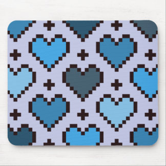 Pixel heart pattern blue and purple  mouse pad