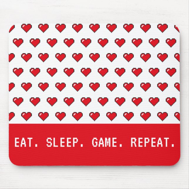 Pixel Heart Pattern Mouse Pad (Front)