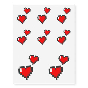 Pixel Heart Pattern Temporary Tattoos