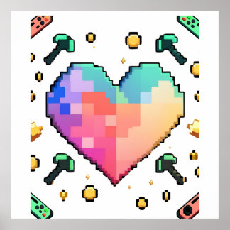 Pixel Heart T-Shirt – Retro Love, Modern Vibes Poster