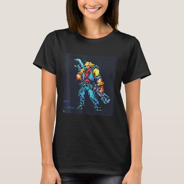 Pixel Hero ( 90's retro video game pixel style art T-Shirt (Front)