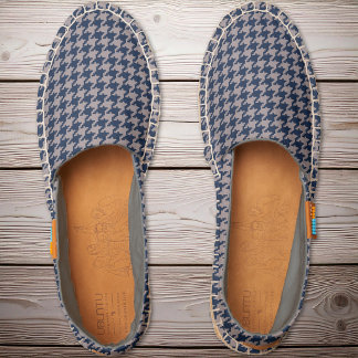 Pixel Houndstooth - Taupe and Navy Blue Espadrilles