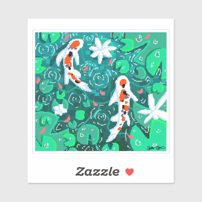 Pixel koi pond art sticker (Sheet)