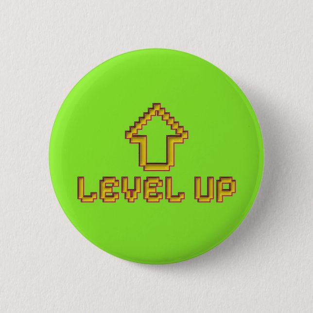 Pixel Level Up Gamer Pin - Lime Green (Front)