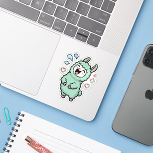 Pixel Llama, Cute Laughing Alpaca, Gamer Gift Sticker