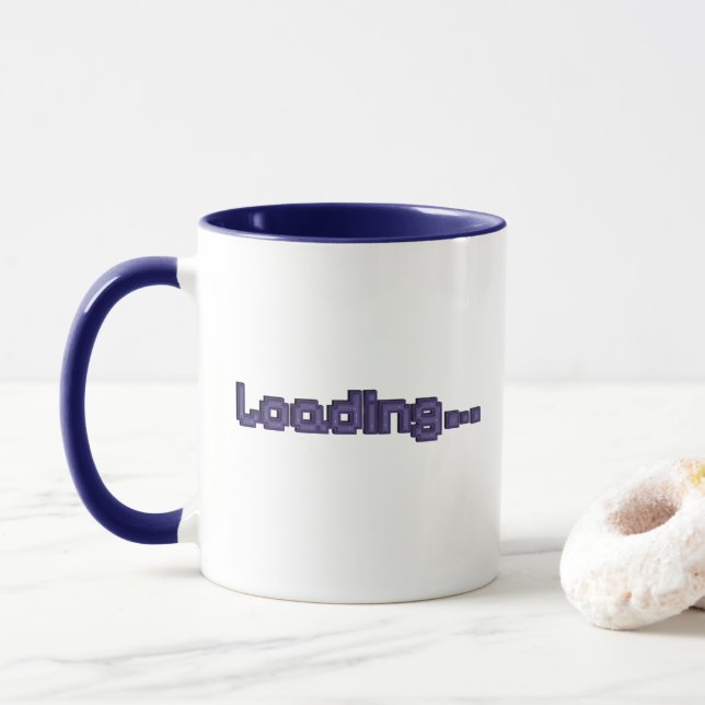Pixel Loading Gamer Mug - Navy Blue & Purple (With Donut)