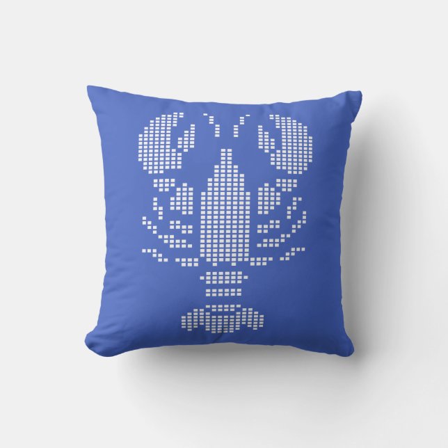 Pixel Lobster Emblem Mosaic Throw Pillow (Front)
