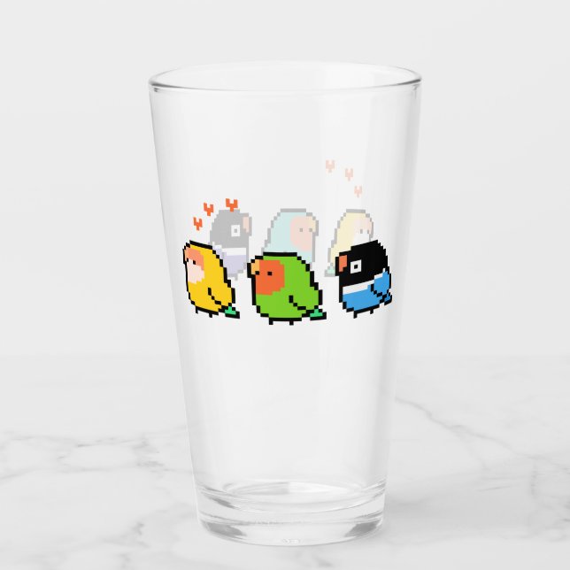 Pixel Lovebirds Glass (Front)