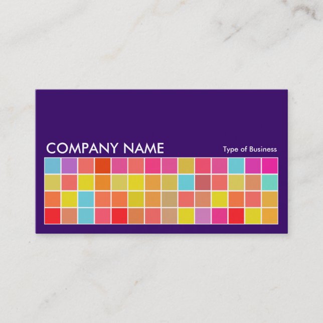 Pixel Motif v2 01 Deep Purple with Gray Business Card (Front)