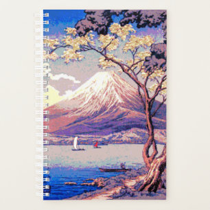 Pixel Mt. Fuji from Lake Yamanaka in Dusk Poster Planner
