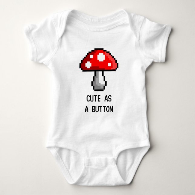 Pixel Mushroom Baby Bodysuit (Front)