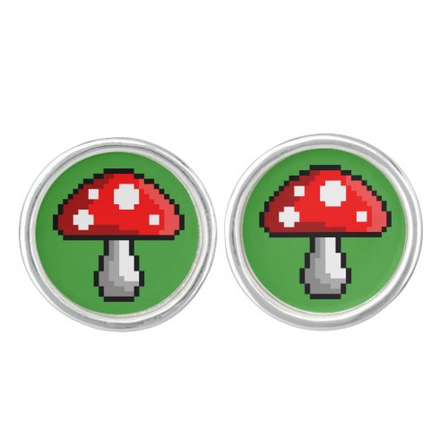 Pixel Mushroom Cufflinks