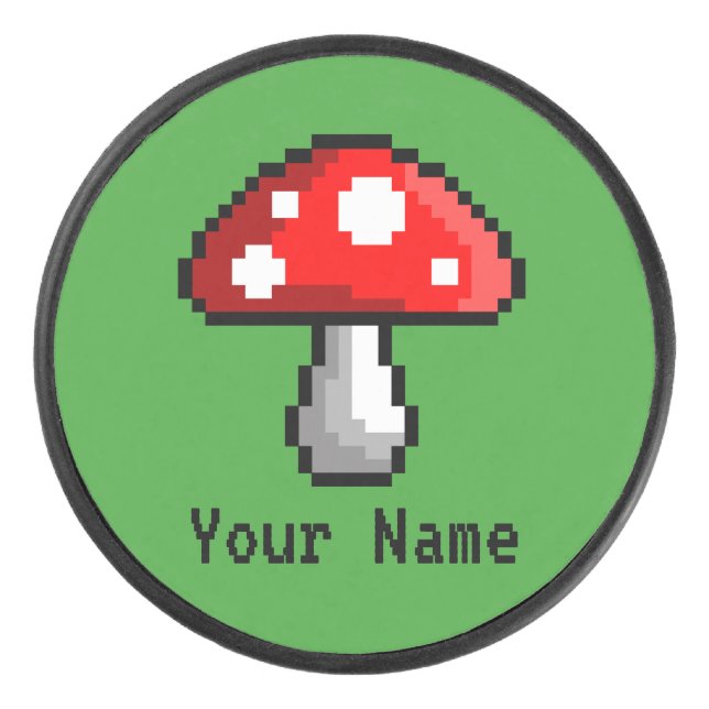 Pixel Mushroom Hockey Puck (Front)