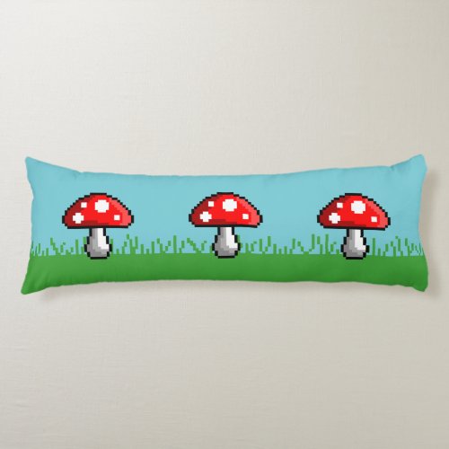 Pixel Mushroom Meadow Body Pillow