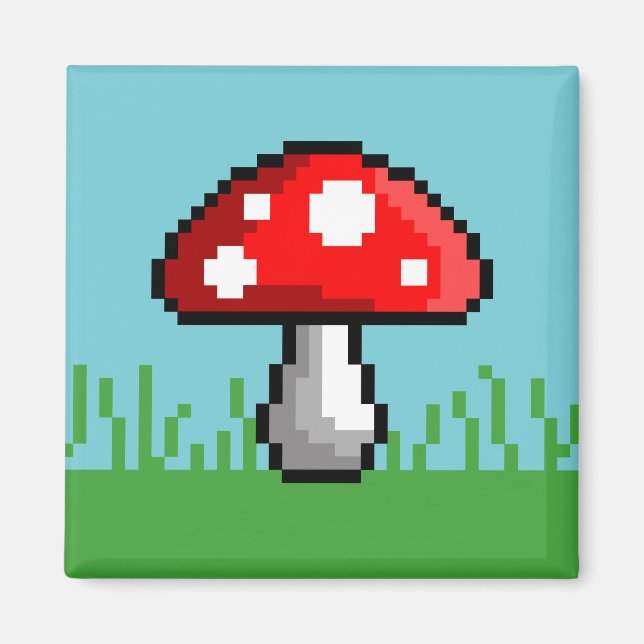 Pixel Mushroom Meadow Magnet (Front)
