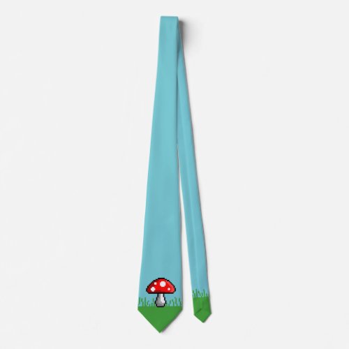 Pixel Mushroom Meadow Tie